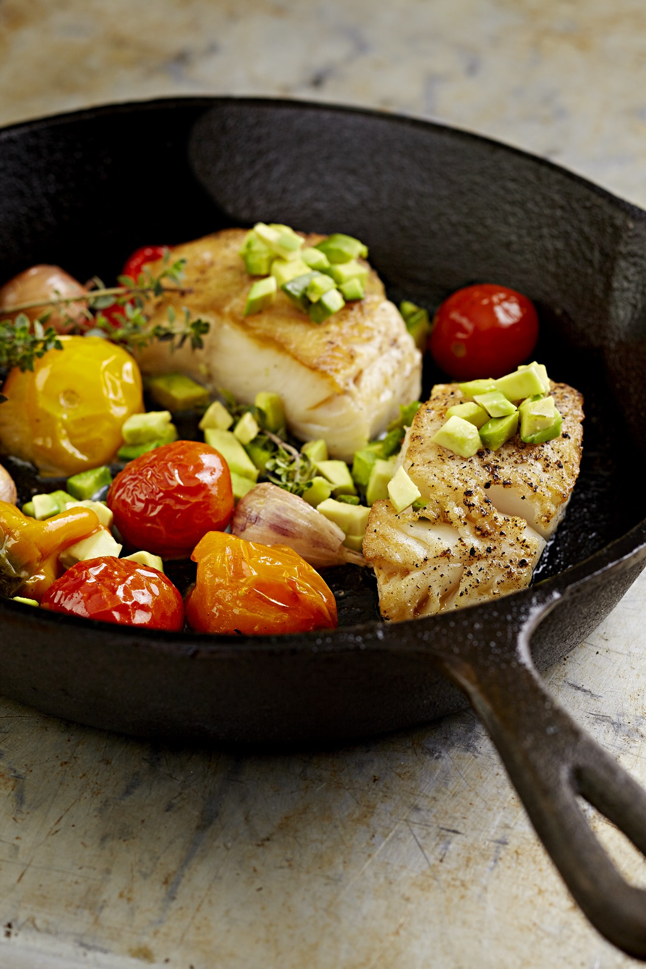 sable fish and pan roasted veggies